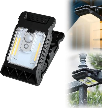 Outdoor Solar Clip Light with Motion Sensor, 2026 New Clip on Solar Lights Outdoor Waterproof 3 Modes 3 Mounting Ways for Fence, Wall, Garage, Patio Umbrella (1 pcs)