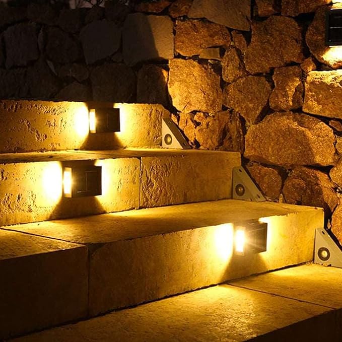 MSUIINT Solar Fence Lights, 4 Pcs Outdoor Deck & Wall Lamp, 4 LED Up-Down Lighting, Waterproof for House, Deck | Lumora