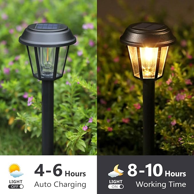 Solar Pathway Lights Outdoor 12 Pack Solar Lights Outdoor Waterproof 3000K Warm White Tungsten Filament Bulb for | Lumora
