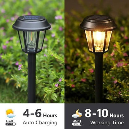 Solar Pathway Lights Outdoor 12 Pack Solar Lights Outdoor Waterproof 3000K Warm White Tungsten Filament Bulb for Yard Garden Landscape Path Driveway Lawn