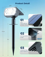 6 Packs Solar Spot Lights Outdoor, 64 LED 6500K Solar Lights Outdoor, IP67 Waterproof, Adjustable Brightness Dusk | Lumora