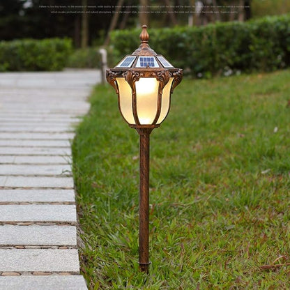 Solar Led Garden Lights Outdoor Die-Cast Aluminum Pathway Lighting Glass Ground Lamps Christmas Decorations Light for Yard, Lawn Walkway Deck Driveway Waterproof Solar Powered Lights,Bronze