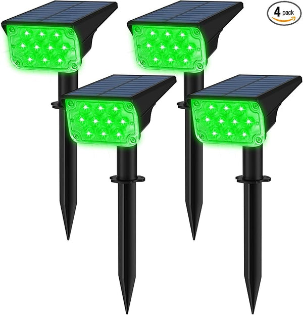 T-SUNUS Green Solar Spot Lights Outdoor 4 Pack, IP65 Waterproof Landscape Spotlights 2 Modes Dusk to Dawn for St | Lumora
