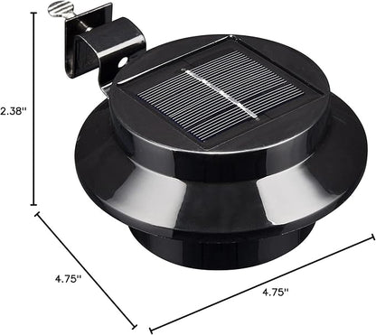 Yescom Outdoor Solar Gutter Light 3 LED Deck Fence Lights Waterproof with Bracket Wall Garden Stair Step Yard Black
