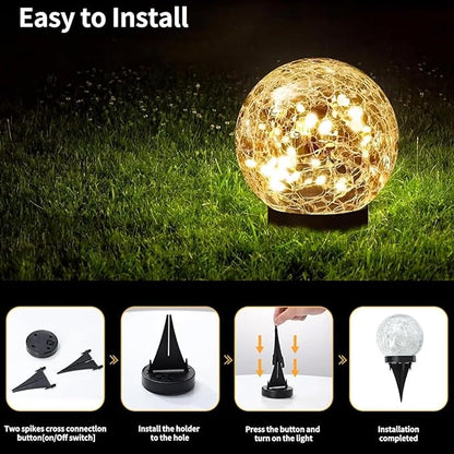 Solar Lights, Outdoor Waterproof, Spherical, Suitable for Yard, Terrace, Path, Lawn, Party, Garden, Landscape Lighting, Creative Birthday Gift, 2 Pack (5.5 Inch (Warm Light))
