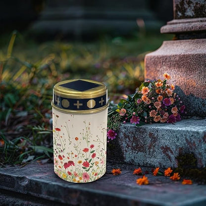 Cute Flowers Solar Led Lights for Outside Solar Memorial Lights for Graves in Memory of Loved Ones Outdoor Decorations