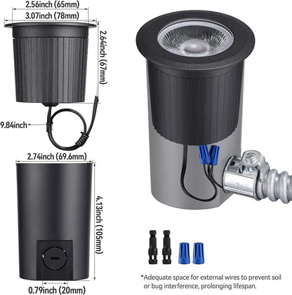 LEONLITE 7W 5CCT Well Lights Landscape LED In Ground, 12-24V AC/DC Low Voltage, CRI90 IP67 Inground Well Lights Outdoor, Black Aluminum Housing, Embedded Parts Included, Pack of 6