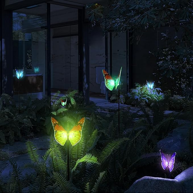 Solar Lights, RGB Color Changing LED Outdoor with Light Sensor and On Off Switch, Solar Pathway Lights for Lawn Patio Yard Landscape Decor