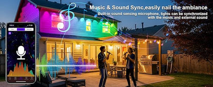 Permanent Outdoor Lights, 100FT RGB LED Smart Eaves Lights with 60 LEDs, IP67 Waterproof, Remote/APP Control, DIY Scene Modes, Music Sync Lighting for Party, House, All Holiday Decorations