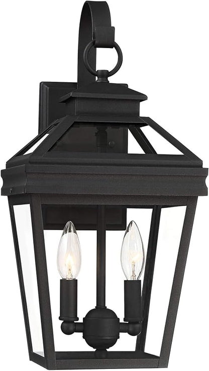 John Timberland Stratton Street Traditional Outdoor Wall Light Textured Black Steel 16 1/2" Clear Glass Lantern for Exterior House Porch Patio Outside Deck Garage Yard Front Door Garden Home