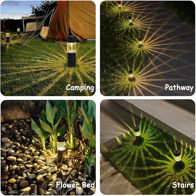 Owleye Solar Pathway Lights Outdoor Solar Powered Walkway Lighting Waterproof 10 Pack, 3000K, Dusk to Dawn, Built-in 200 mah Ni-MH Battery, Solar Path Lights for Garden Decor