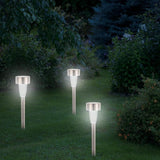 12pcs Solar Garden Lights Stainless Steel Pathway Lights White LED Outdoor Lawn Decor Waterproof Solar Powered | Lumora