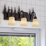 VAXCEL Bryce 3-Light 24.75 inch Wide Burnished Bronze Rustic Cabin Bathroom Vanity Lighting Fixture, Amber Flake | Lumora