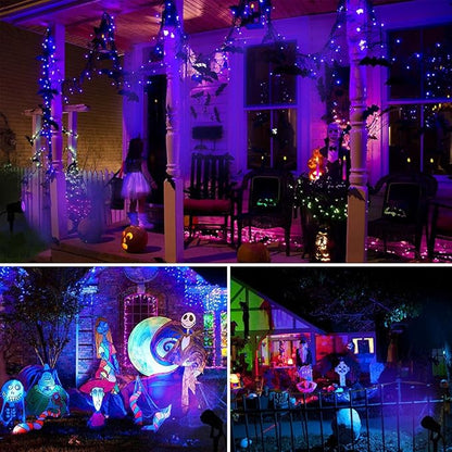 2 Pack HalloweenWaterproof UV LED Blacklight Landscape Lights, Outdoor Plug in Black Light Spotlight for Pathway Light Plug Spike Stand Garden, Yard, Lawn, Halloween, Party Decorative Lighting