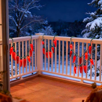LUCKY SHINE 35 Red Pepper Decorative Lighting String, Commercial Grade LED Chili String Lights 18 FT, for Christmas, Easter, Kitchen, Garden, Patio, Living Room.