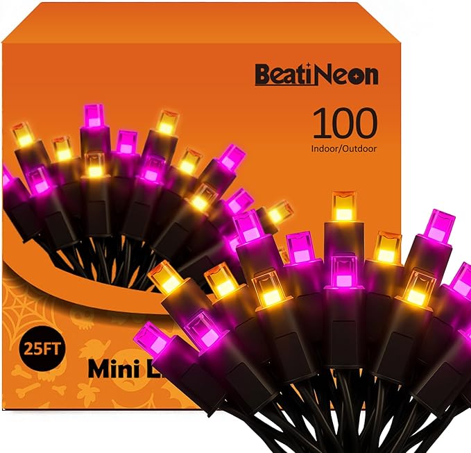 Halloween String Lights (Orange & Purple - Steady, 25FT), Mini LED String Lights, IP68 Waterproof Fairy Lights for Outdoor Indoor Holiday Party Patios Wedding Valentines Day Xmas Decor