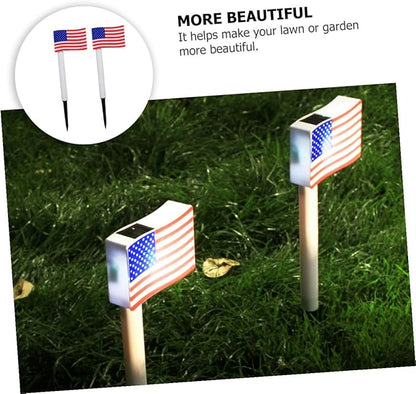 NUOBESTY 2pcs Solar LED Garden Path Lights Outdoor Decorative Lamps for Independence Day Yard Night Lighting Random Color