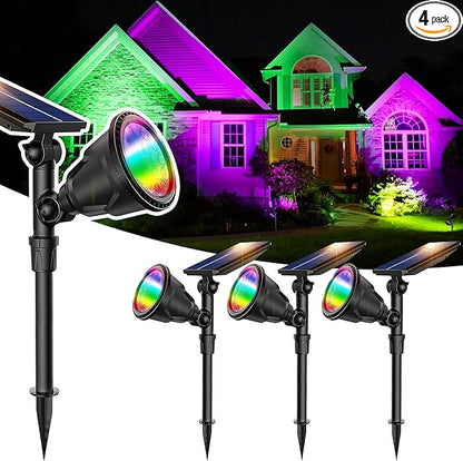 JSOT 4 Pack Halloween Solar Spot Lights Outdoor- RGB Solar Lights Outdoor Waterproof Color Changing Spotlights Christmas Decor, Outside Landscape Lighting for Yard Driveway Tree