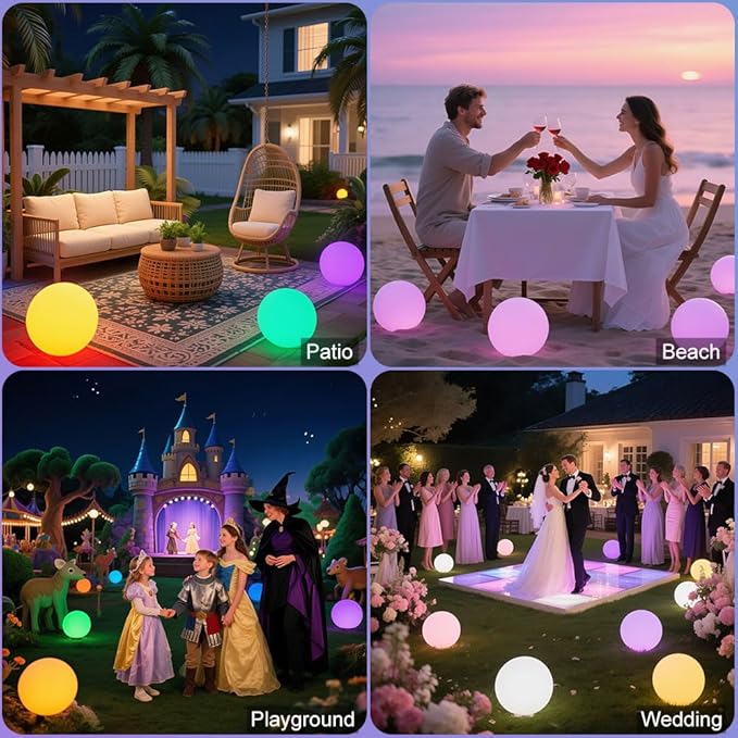 10-in Solar Orb Light, Waterproof Solar Globe Light Outdoor Dimmable RGB Color Changing Solar Garden Ball Light for | Lumora