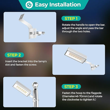 3 Colors in 1 Solar Flag Pole Lights 2 Pack + Solar Pathway Lights with Motion Sensor 6 Pack