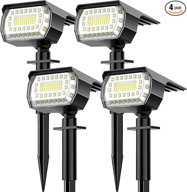 LANSOW Solar Spot Lights Outdoor, [4 Pack/76 LED] 2-in-1 Solar Landscape Spotlights, 3 Modes IP65 Waterproof Dusk | Lumora