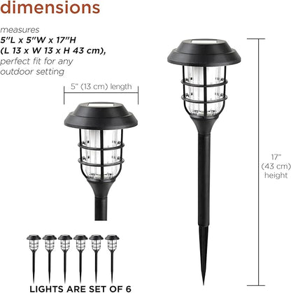 Alpine Corporation 17" Tall Outdoor Solar Powered Pathway LED Torch Light Stakes (Set of 6)