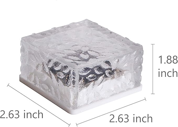 Solar Ice Cube Shaped Light, 2.8x2.8x2 inch Ice Cube Shaped Warm White Outdoor Solar Garden Decorative Lights for Walkway Pathway Backyard Christmas Decoration Parties (1 PC)