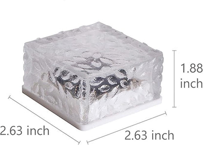 Solar Ice Cube Shaped Light, 2.8x2.8x2 inch Ice Cube Shaped Warm White Outdoor Solar Garden Decorative Lights for Walkway Pathway Backyard Christmas Decoration Parties (8 PCS)