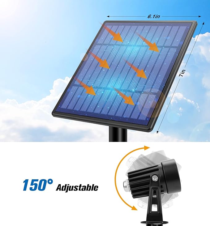 APONUO Metal Solar Spot Lights Outdoor with 9.8ft Cable Solar Powered Landscape Lighting Low Voltage IP65 | Lumora