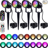 SUNVIE Spot Lights Outdoor 12W RGBW Color Changing Landscape Lights with Remote Control 120V RGB Landscape Lighting | Lumora