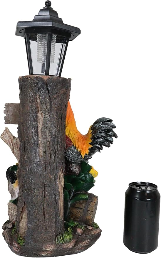 Ebros Country Farm Rooster Hen and Chicks Family by Sunflowers Solar LED Light Lantern Welcome Sign Statue Path Lighter 18.25" Tall