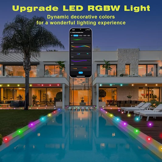 FVTLED LED Deck Lights Kit, Φ1.22 Low Voltage WiFi Pixel RGBW+IC Multi-Color Dynamic Deck Lighting with Remote Control, IP67 Waterproof Outdoor Step Lights DC12V for Garden,Steps,Stair(20 Pack, Black)