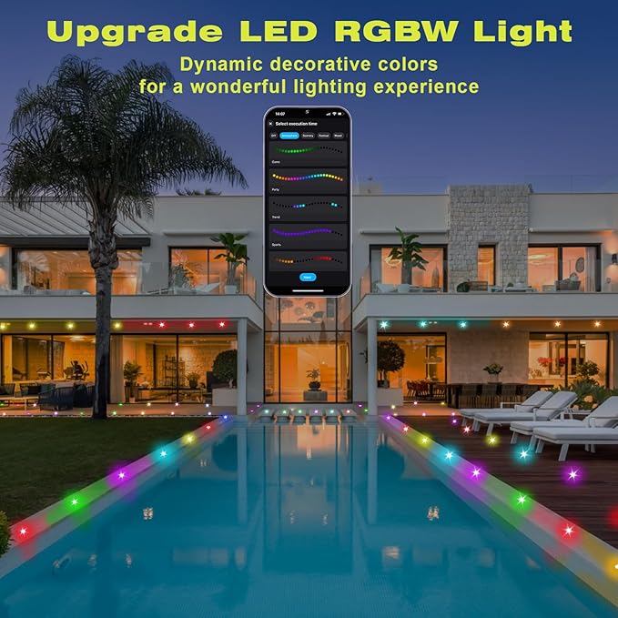 FVTLED Single Dynamic RGBW LED Deck Light, Φ1.22 Low Voltage RGBW Multi-Color Stainless Steel Waterproof Outdoor Step Lighting In-ground Landscape Pathway Patio Stair Decor Lamp(Black)