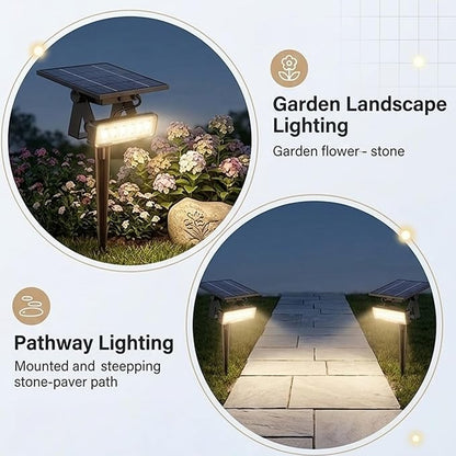 Solar Spotlight Outdoor Single Warm White Solar Garden Light with Adjustable Head and Panel, Dual Installation Ground Stake or Wall Mount, Auto on/Off Landscape Light for Yard Pathway Patio