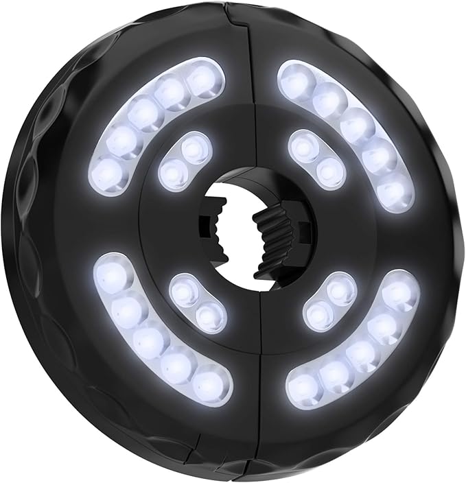 Rechargeable Patio Umbrella Light with 3 Brightness Modes - Battery-Operated LED Outdoor Lighting with USB Charging Cord by Pure Garden (Black)