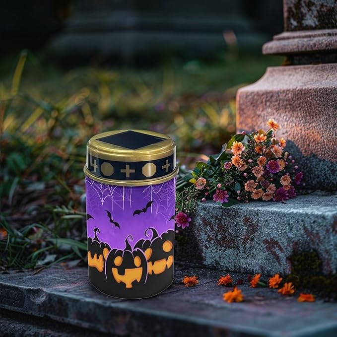 Garden Solar Light, Halloween Pumpkin Grave Solar Lights for Cemetery, Waterproof, Solar Powered, Easy to Install, Decorate Lawn, Patio, Fence, Backyard