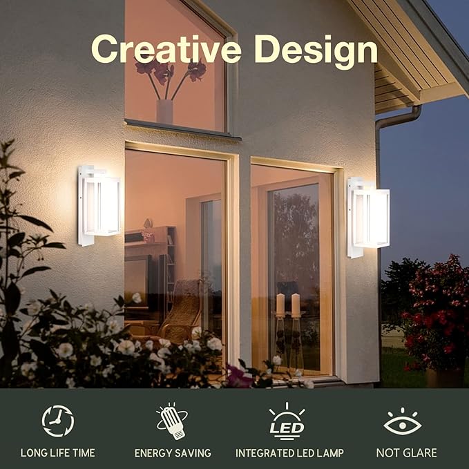 Outdoor Wall Sconce Light Exterior IP54 Waterproof LED Wall Light Fixture White Porch Light Outdoor Wall Mount Lamp | Lumora