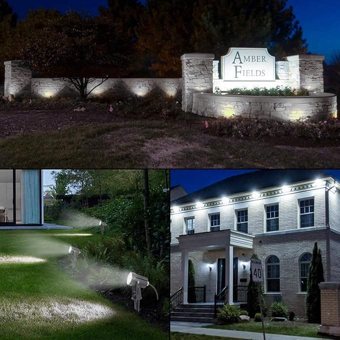 T-SUNUS Christmas Solar Spot Lights Outdoor White 6000K IP65 Waterproof 2-in-1 Landscape Spotlights, 9.8ft Cable | Lumora