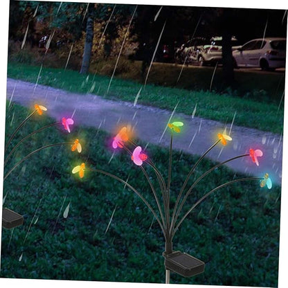 VALICLUD Solar Garden Lights Bee-Shaped 8-led Stake Solar Pathway Lights Swaying Outdoor Decorative for Patio Lawn Yard 2pcs