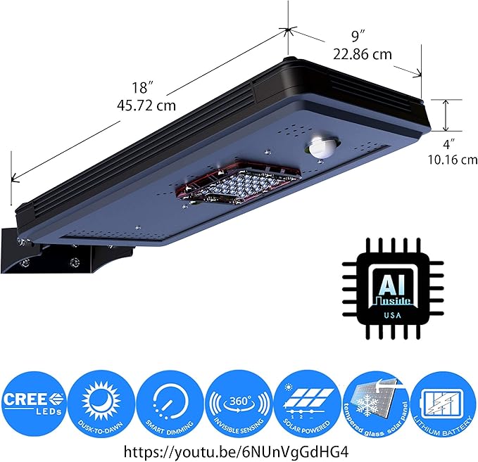 eLEDing 1600LM Solar Powered AI-Smart LED Wall Light – Motion Sensor Outdoor Security Light with Soft Warm Glow, Dusk-to-Dawn Adaptive Lighting, Weatherproof Wireless Fence/Patio/Garage Lamp