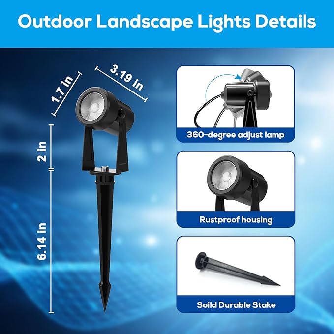 ZYAN Landscape Spotlights with Sensor, 5 Lighting Modes for Brightness Adjustment, Dimmable Timer Auto On Off, Low | Lumora