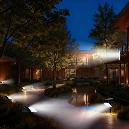Solar Spot Lights Outdoor Waterproof, Motion Sensor Dusk to Dawn Solar Powered Spotlights, Uplights with 90° Adjustable Solar Panel & Light Head for Wall Yard Trees Pathway Landscape Lighting
