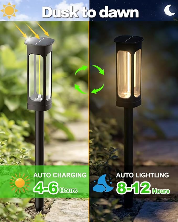 Solar Pathway Lights Outdoor, Bright Solar Lights Outdoor, Auto On/Off, IP65 Waterproof Solar Garden Lights Solar Powered Landscape Lighting for Yard Patio Walkway Driveway Pathway