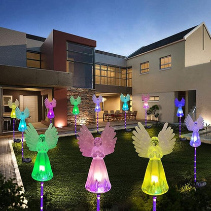 Solar Angel Lights, 2PCS Waterproof Outdoor Garden Stake Lights with Color Changing LED, Solar Powered Pathway Decoration