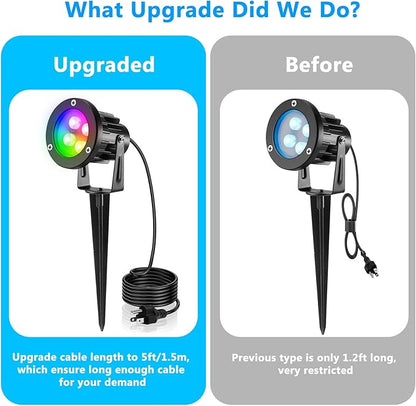 OurLeeme Landscape Lighting - 120V RGB Colored Halloween Spotlight, LED Spotlights Outdoor Waterproof Yard Stake Landscape Spotlights, Christmas Spot Lights Outdoor for House Tree (10PCS)
