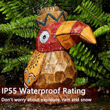 Solar Tiki Statue-WoodWoodpecker Bird-Garden Hawaiian - Solar Outdoor Light Garden Sculptures & Statues Totem Pole | Lumora