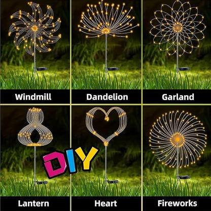 1 Pack Solar Firework Light, Waterproof Lawn Lamp Lights with 8 Lighting Modes,Holiday Decorations Lights Outdoor Lighting Decoration (Warm White,8 Mode 60LEDS)