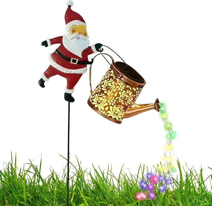 Christmas Santa Solar Kettle Lights Garden Lawn Decorative Lights, Santa Claus Ground Lamp Yard Decoration,Lamp Solar LED Night Light Outdoor Gardens Decor for Christmas Decorations