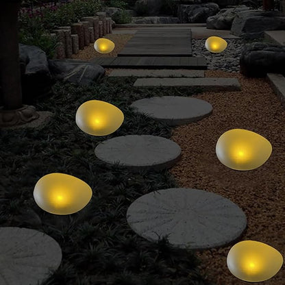 Solar Pebble Light, Waterproof Solar LED Garden Lighting Stone lamp Ground Lamp Outdoor Wall Lamp for Outdoor Landscape Yard Path Fence Lawn Tree Park Decoration Lights (Warm White 1pcs)