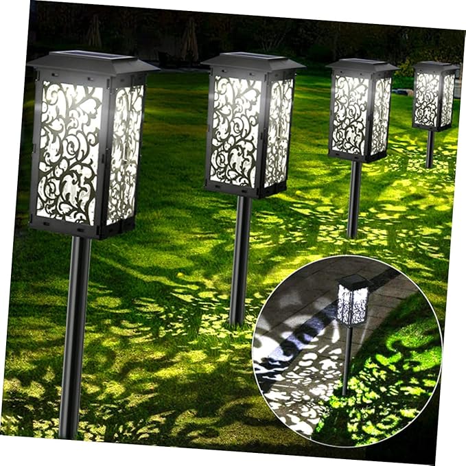 Happyyami Solar Garden Lights Outdoor LED Ground Lamp Lawn Pathway Lighting for Patio Easy Installation No Wiring Weather Resistant Decorative Landscape Illumination